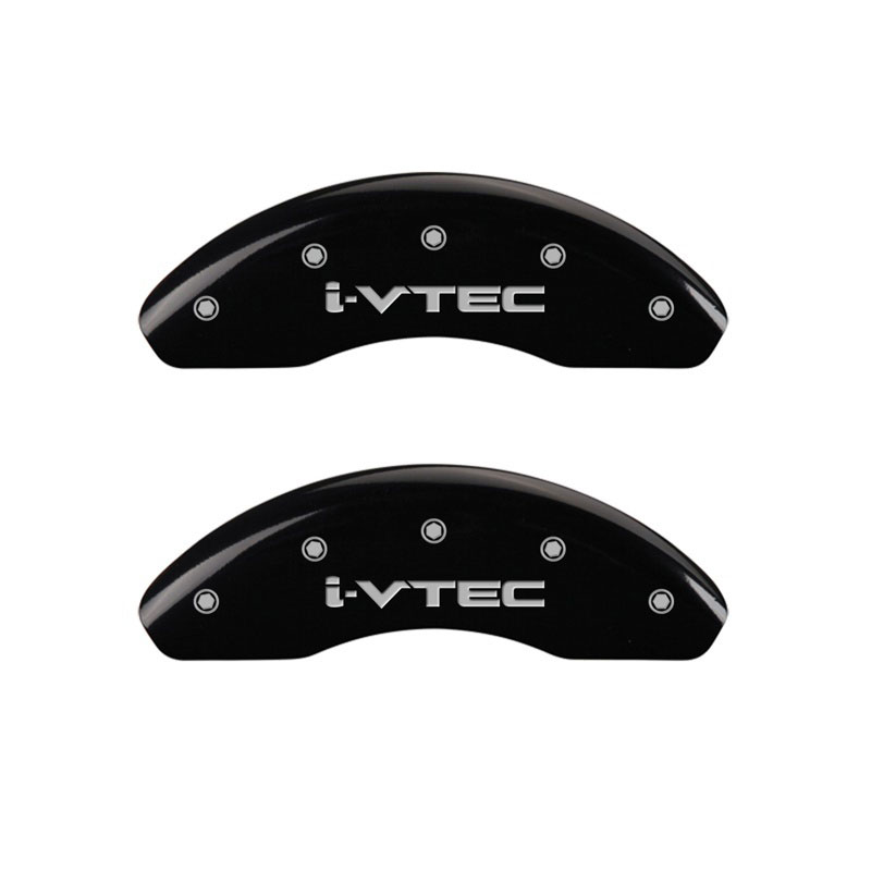 MGP 20208FIVTBK | Front set 2 Caliper Covers Engraved Front i-Vtec Black finish silver ch; 2009-2019