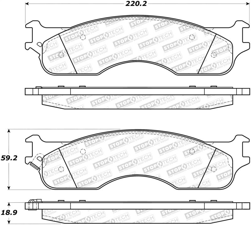 Stoptech 308.10540 | StopTech Street Brake Pads Dodge Ram 1500 SRT-10, Front; 2004-2004