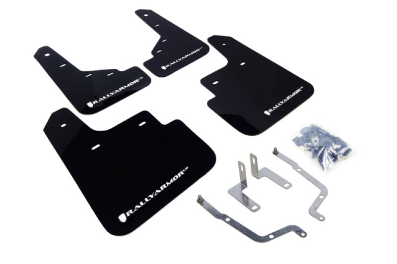 Rally Armor mf31-ur-blk/wh | 2014+ Mazda3/Mazdaspeed3 UR Black Mud Flap w/ White Logo; 2014-2021