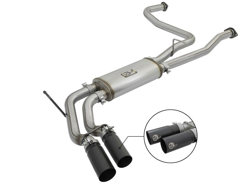 aFe 49-46126-B | POWER Rebel Series 2-1/2in 409 SS Cat Back Exhaust w/ Black Tips 16-17 Nissan Titan V8 5.6L; 2016-2017