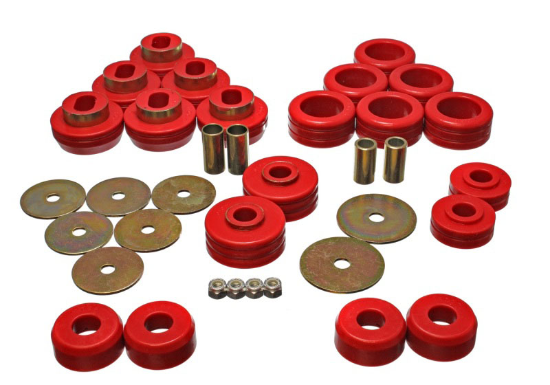 Energy Suspension 3.4118r | 92-97 GM Denali XL/Blazer/Yukon XL 4WD Red Body Mount Set; 1992-1997