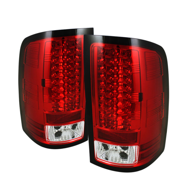 SPYDER 5014955 | Spyder GMC Sierra 3500 1500/2500/3500HD Denali (Not fit Dually 4 Rear Wheels) LED Tail Lights - Red Clear - (ALT-YD-GS07-LED-RC); 2007-2012