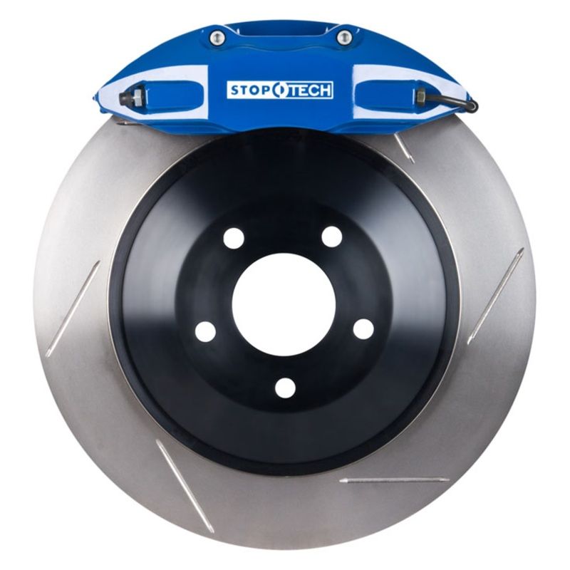 Stoptech 82.893.5N00.21 | StopTech Volkswagen Jetta Big Brake Kit ST-41 Blue Calipers & 1-Piece No Coating Slotted Rotors, Front; 2005-2012