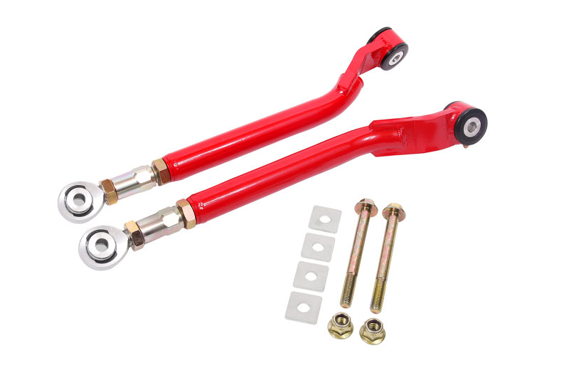 BMR Suspension tr110r | BMR 08-17 Challenger Rear On-Car Adj. Toe Rods Delrin/Rod End Combo - Red; 2008-2017