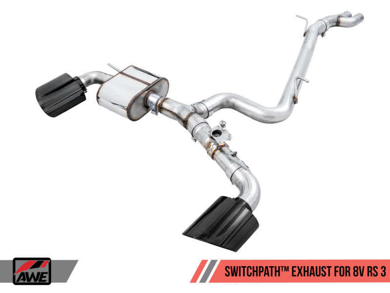 AWE Tuning 3025-33034 | 17-19 Audi RS3 8V SwitchPath Exhaust w/Diamond Black RS-Style Tips; 2017-2019