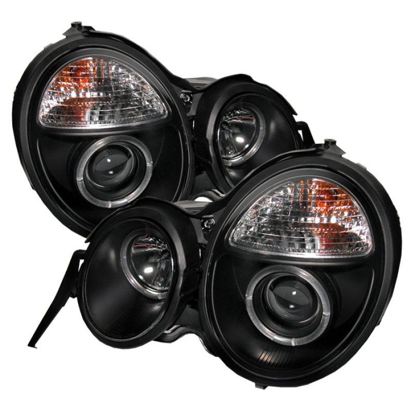 SPYDER 5011275 | Spyder Mercedes Benz W210 E-Class Halo Projector Headlights - Black - (PRO-YD-MBW21095-HL-BK); 1995-1999