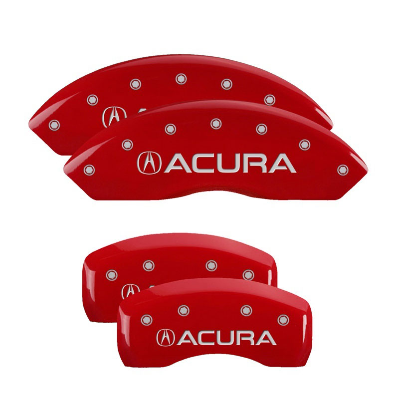 MGP 39005SACURD | 4 Caliper Covers Engraved Front & Rear Acura Red finish silver ch; 2002-2006