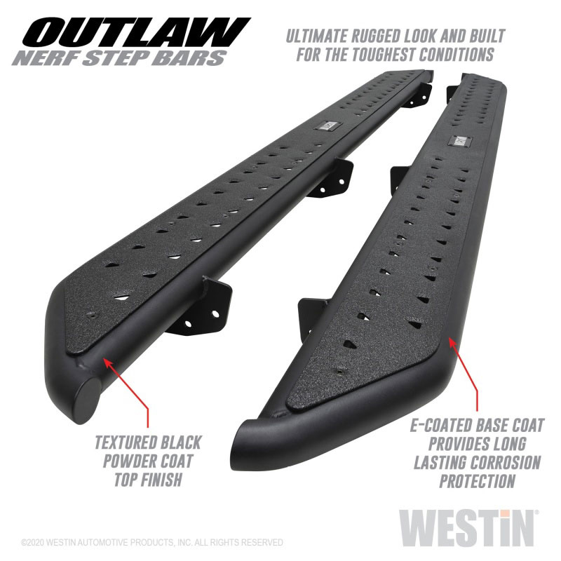 Westin 58-54165 | 2020 Jeep Gladiator Outlaw Nerf Step Bars - Textured Black; 2020-2024