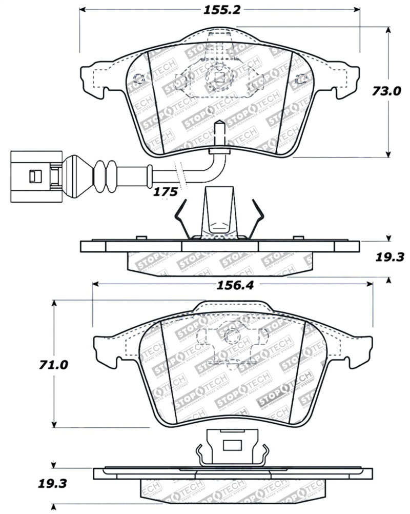 Stoptech 309.09153 | StopTech Sport Brake Pads Volkswagen CC, Front; 2010-2011