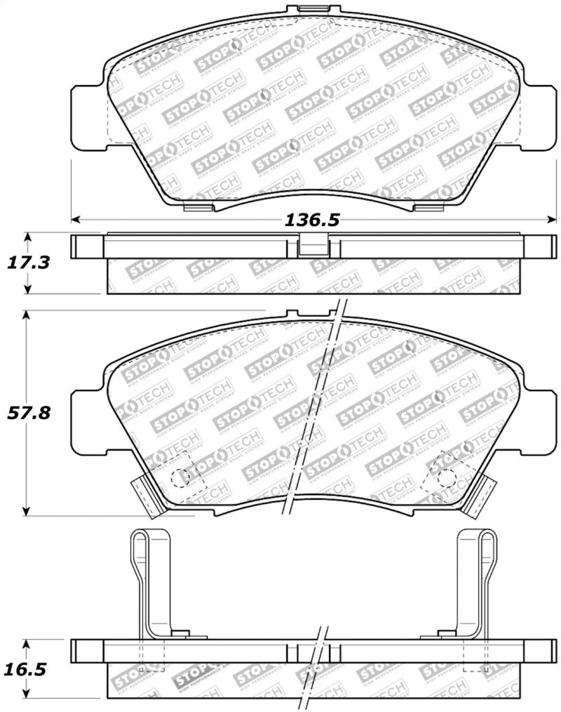 Stoptech 309.06210 | StopTech Sport Brake Pads Honda Fit, Front; 2007-2008