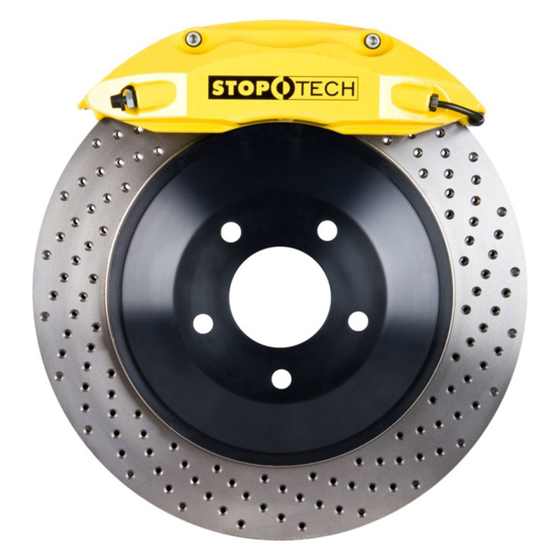 Stoptech 82.242.0041.82 | StopTech Dodge Magnum Big Brake Kit ST-40 Yellow Calipers & 1-Piece No Coating Drilled Rotors, Rear; 2006-2008