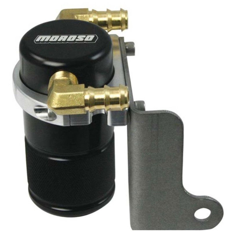 Moroso 85613 | 06-Up Dodge Charger/Challenger 6.1L Air/Oil Separator Catch Can - Billet Aluminum - Black; 2006-2021