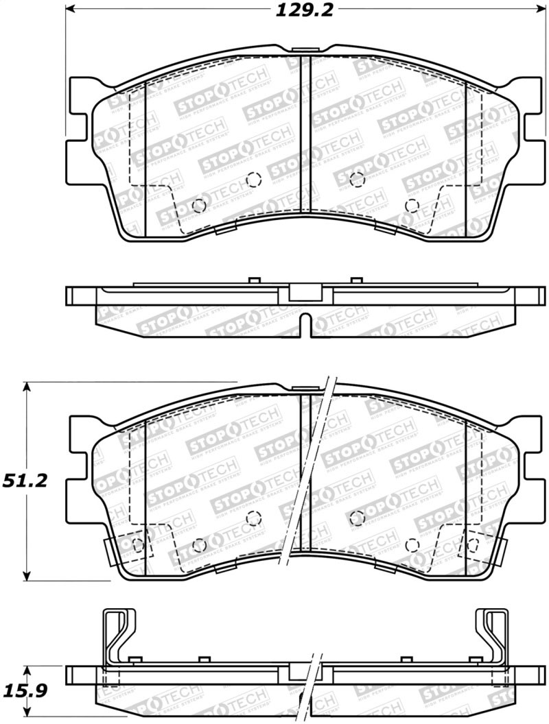 Stoptech 308.08890 | StopTech Street Brake Pads Kia Rio, Front; 2003-2005