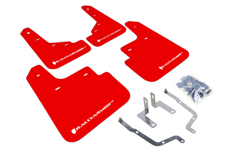 Rally Armor mf31-ur-rd/wh | 2014+ Mazda 3 Red Mud Flap W/ White Logo; 2014-2021