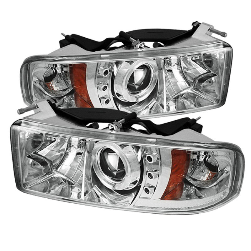 SPYDER 5010094 | Spyder Dodge Ram 1500 1PC Halo LED ( Replaceable LEDs ) Projector Headlights - Chrome - (PRO-YD-DR94-HL-AM-C); 1994-2001