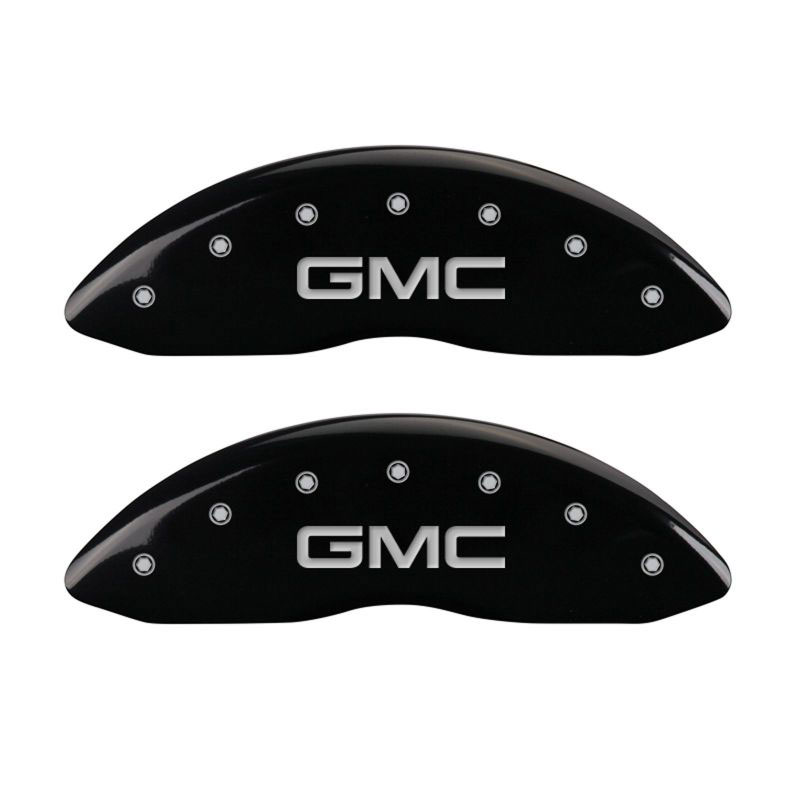 MGP 34213FGMCBK | 2 Caliper Covers Engraved Front GMC Black Finish Silver Characters 2008 GMC Canyon; 2004-2005