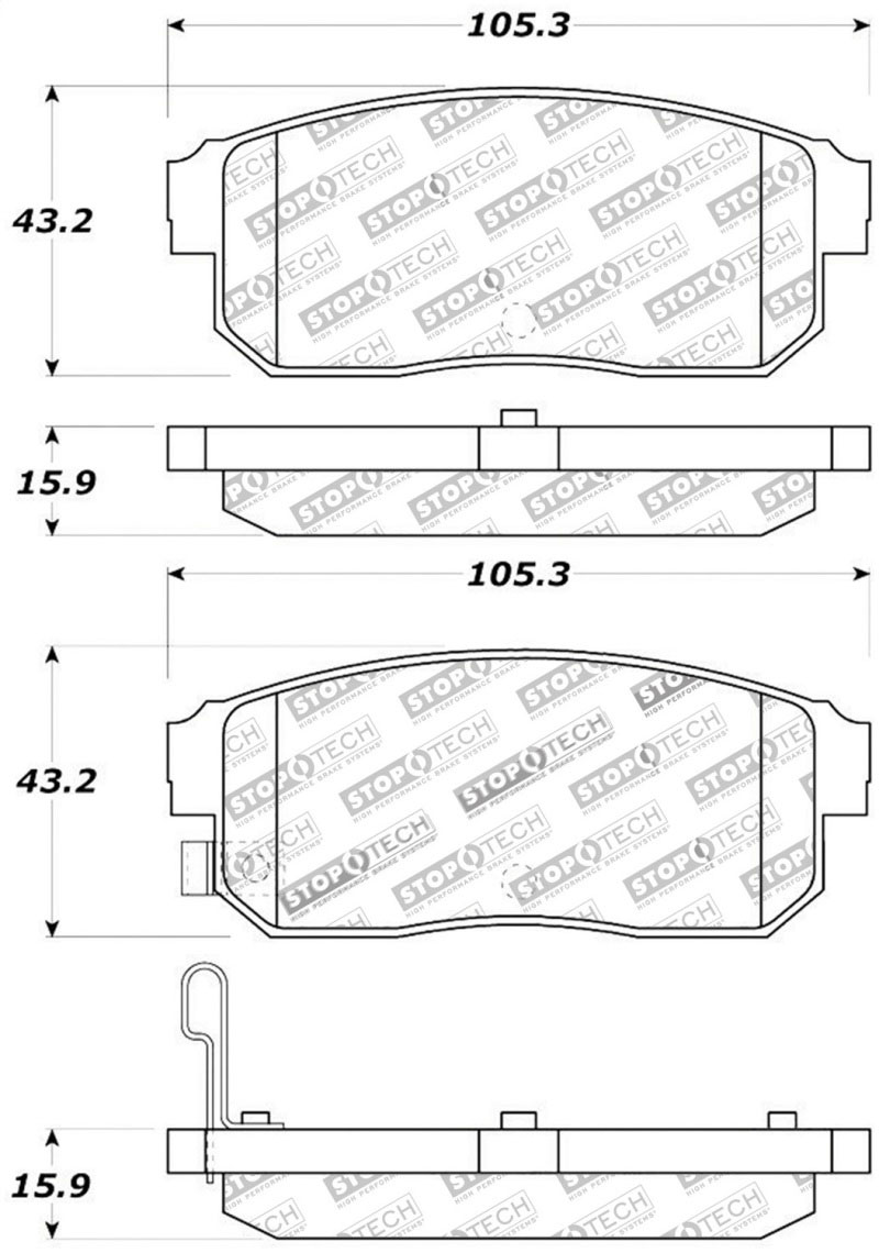 Stoptech 308.09000 | StopTech Street Brake Pads Nissan Sentra SE-R To 3/03, Rear; 2003-2003