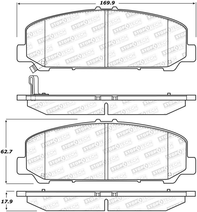 Stoptech 308.12860 | StopTech Street Brake Pads Nissan Armada 350mm Front Disc, Front; 2006-2006