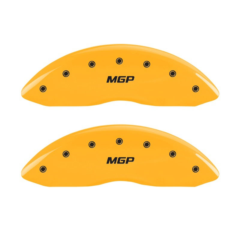 MGP 42011FMGPYL | MGP Front set 2 Caliper Covers Engraved Front MGP Yellow finish black ch; 2011-2019