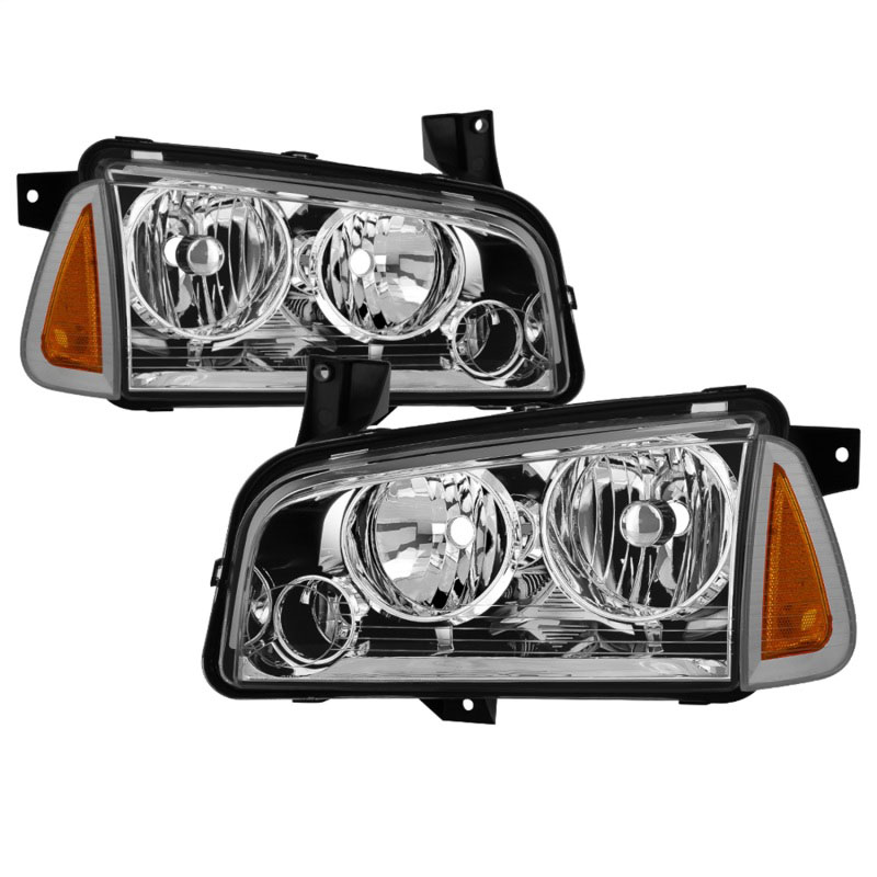 SPYDER 9042393 | xTune 05-10 Dodge Charger 4pc OEM Style Halogen Headlights w/Corner - Chrome (HD-JH-DCH05-SET-C); 2005-2010