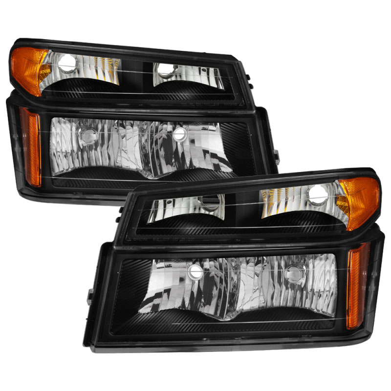 SPYDER 9032110 | Xtune Chevy Colorado 04-12 OEM Headlights w/ Bumper Lights Black HD-JH-CCOL04-SET-BK; 2004-2012