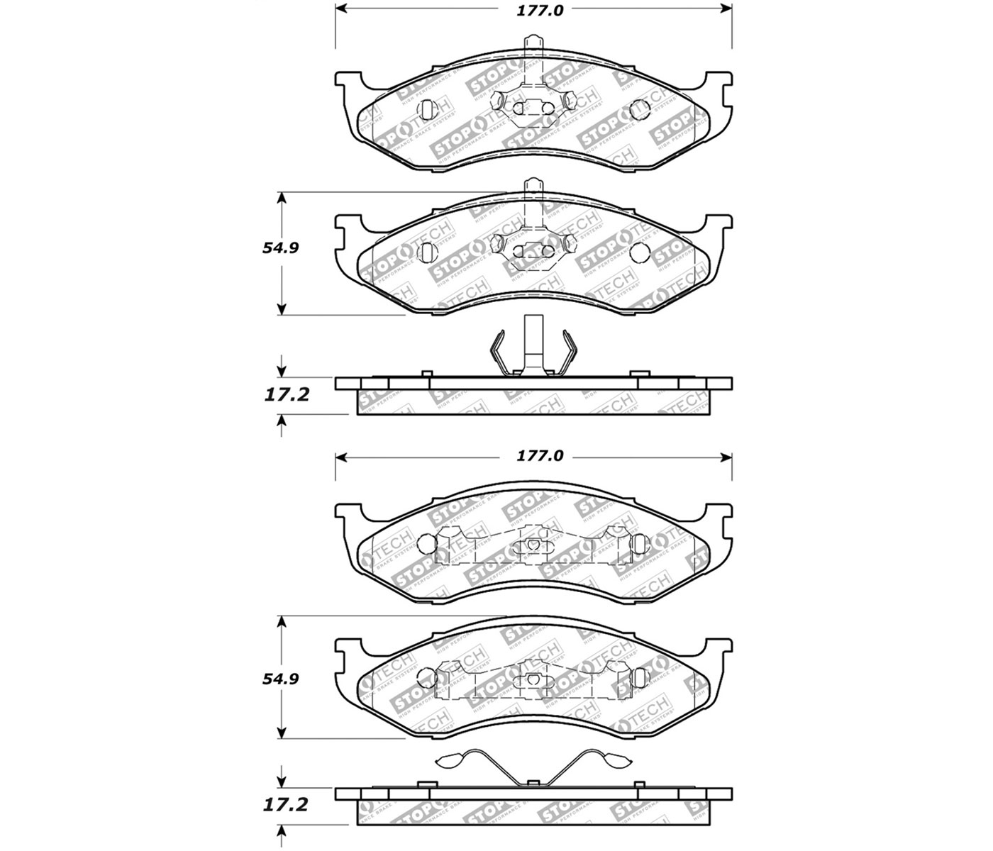 Stoptech 305.04770 | StopTech Street Select Brake Pads Jeep Grand Wagoneer, Front; 1993-1993