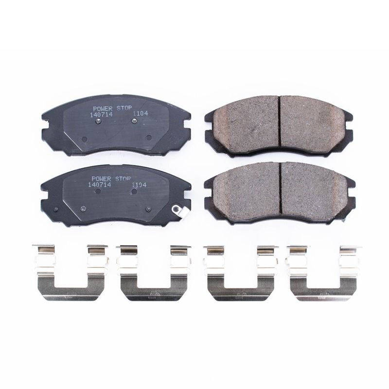 PowerStop 171104 | Power Stop 04-08 Hyundai Tiburon Front Z17 Evolution Ceramic Brake Pads w/Hardware; 2004-2008