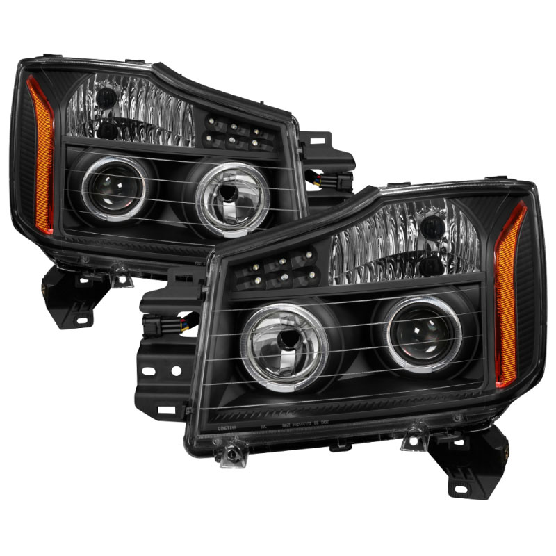 SPYDER 5077103 | Xtune Nissan Titan 04-14 Projector Headlights LED Halo Black PRO-JH-NTI04-LED-BK; 2004-2014