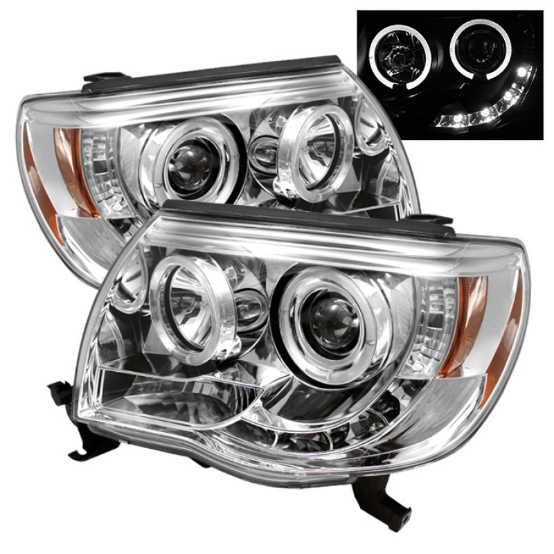 SPYDER 5011923 | Spyder Toyota Tacoma Halo LED ( Replaceable LEDs ) Projector Headlights - Chrome - (PRO-YD-TT05-HL-C); 2005-2011