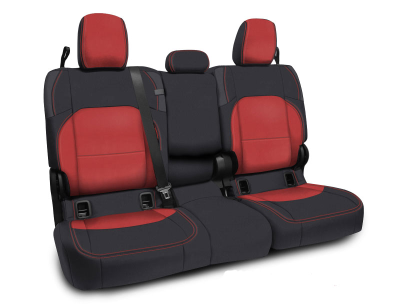 PRP Seats b056-05 | PRP 2020+ Jeep Gladiator JT Rear Bench Cover with Leather Interior - Black/Red; 2020-2024