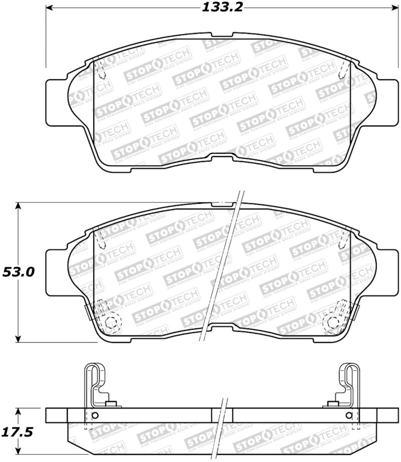 Stoptech 308.05621 | StopTech Street Brake Pads Toyota RAV4 Note-Must Use 105 grade with Aluminum OE Disc, Front; 1998-2003