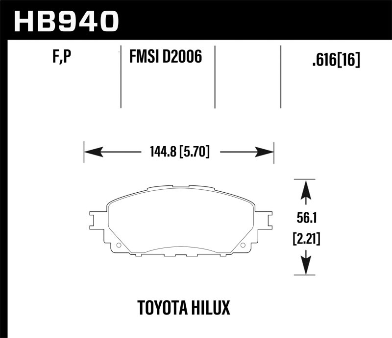 Hawk Performance hb940p.616 | Hawk 16-17 Toyota Hilux Street Super Duty Front Brake Pads; 2016-2017