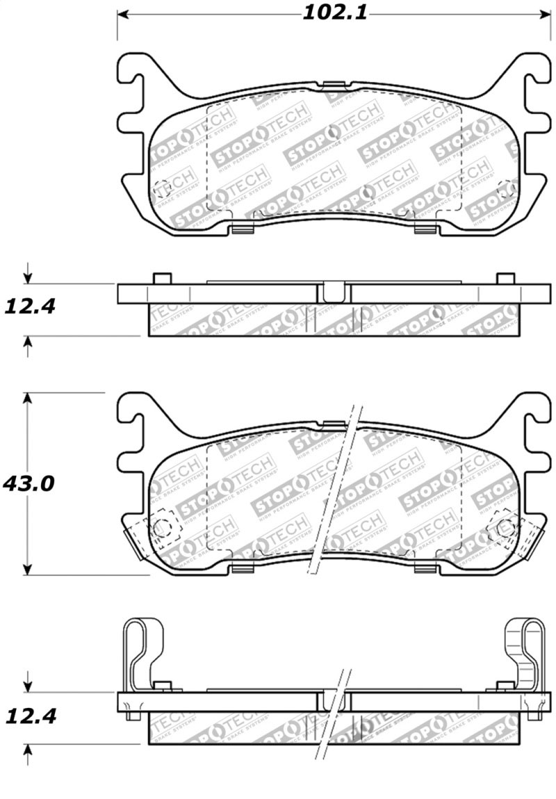 Stoptech 308.06360 | StopTech Street Brake Pads Mazda Protege Front Caliper Cast# 22-14, Rear; 1995-1998