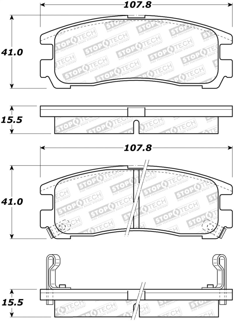 Stoptech 308.03831 | StopTech Street Brake Pads Mitsubishi Galant, Rear; 1988-1988