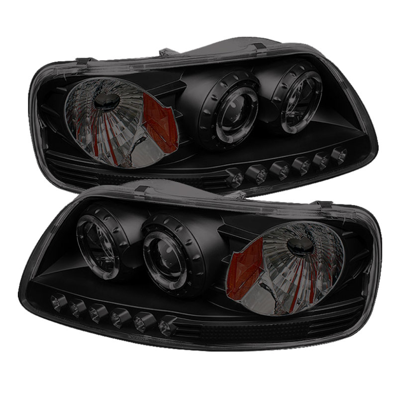 SPYDER 5078445 | Spyder Ford Expedition 1PC Projector Headlights - LED Halo - Amber Reflector - LED Black Smoke - (PRO-YD-FF15097-1P-AM-BSM); 1997-2002