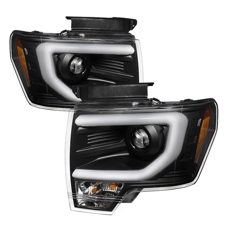 SPYDER 5077646 | Spyder Ford F150 Projector Headlights - Factory Xenon Model Only - Light Bar DRL - Black - (PRO-YD-FF15013-LBDRL-HID-BK); 2013-2014