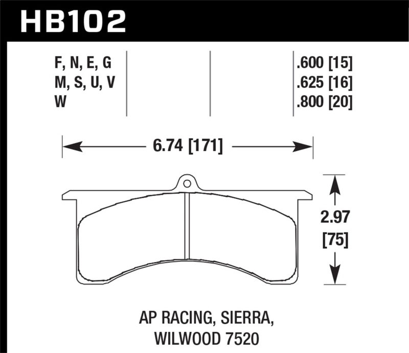 Hawk Performance hb102v.625 | Hawk Wilwood 7520 DTC-50 Race Brake Pads