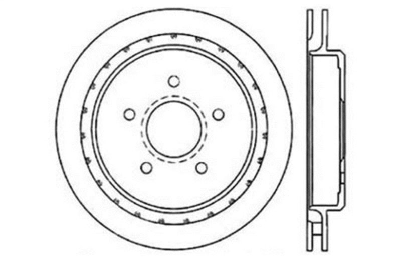 Stoptech 128.62062R | StopTech Cadillac XLR Sport Cross Drilled Brake Rotor, Rear Right; 2004-2009