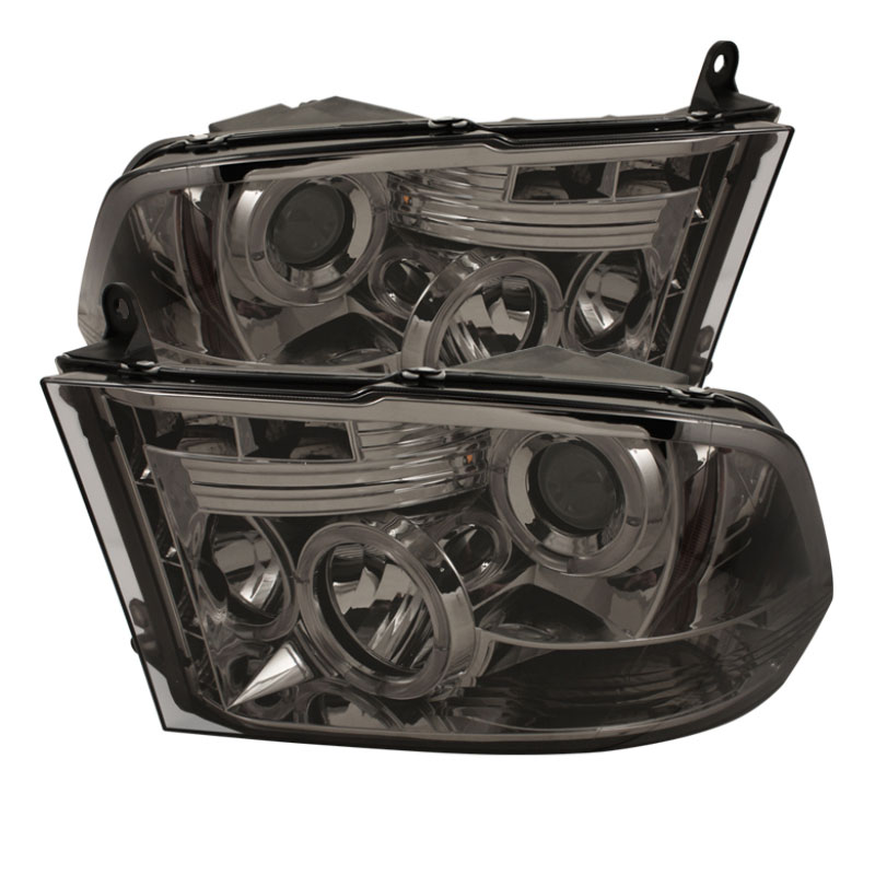 SPYDER 5010056 | Spyder Dodge Ram 1500 ST SLT (Not Fit Big Horn/Laramie/outdoorsman/Longhorn or Non Quad Headlights ) Halo LED ( Replaceable LEDs ) Projector Headlights - Smoke; 2009-2012