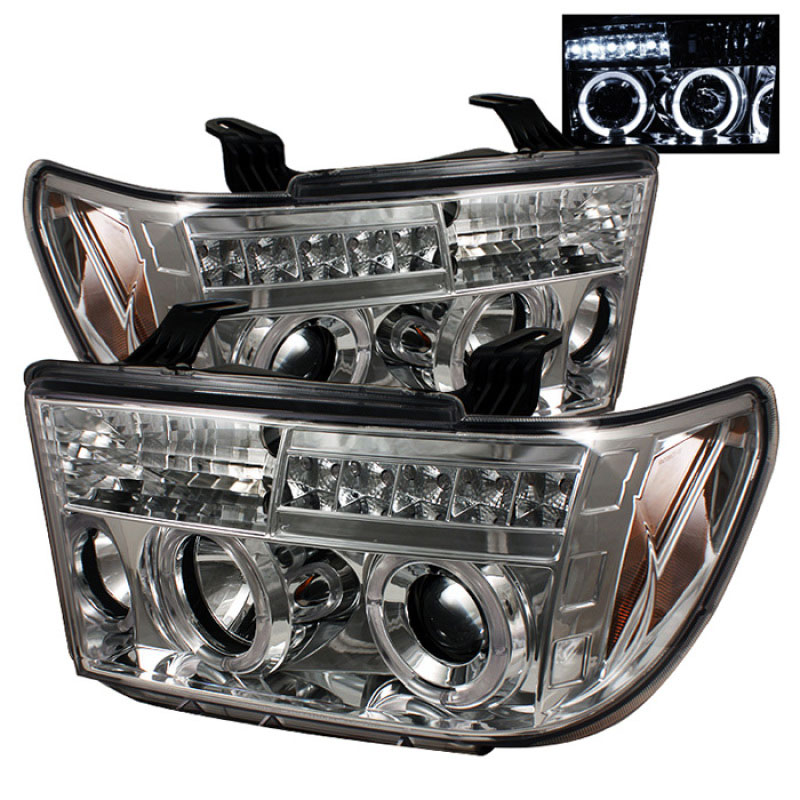 SPYDER 5012036 | Spyder Toyota Tundra Halo LED ( Replaceable LEDs ) Projector Headlights - Chrome - (PRO-YD-TTU07-HL-C); 2007-2013