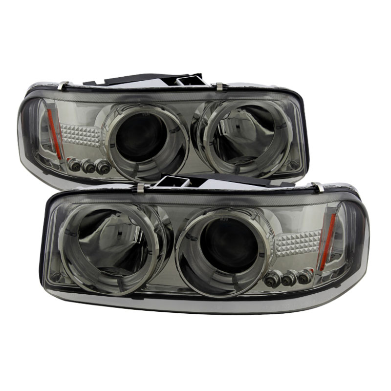 SPYDER 5009371 | Spyder GMC Sierra Denali Halo LED ( Replaceable LEDs ) Projector Headlights - Smoke - (PRO-YD-CDE00-HL-SMC); 2002-2007