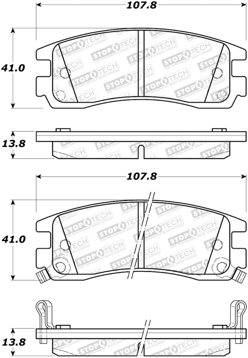 Stoptech 308.06980 | StopTech Street Brake Pads Pontiac Grand Am, Rear; 1999-2005