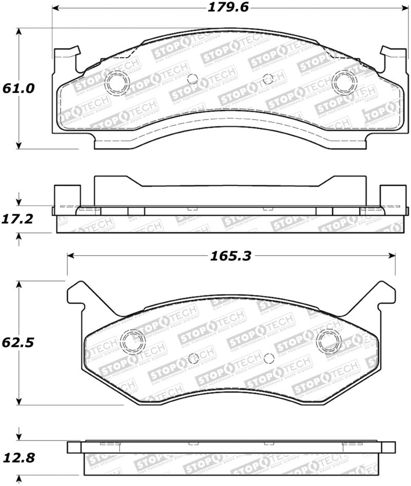 Stoptech 308.01230 | StopTech Street Brake Pads Dodge B300 3 Rear Shoe, Front; 1975-1975