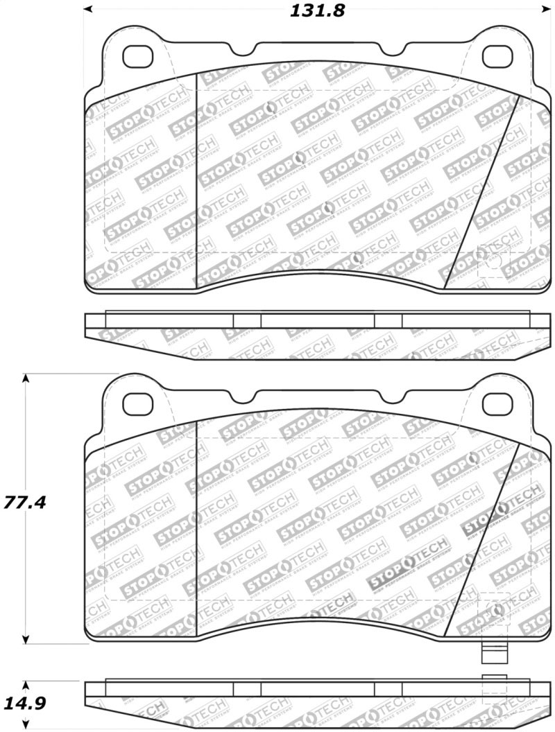 Stoptech 308.10010 | StopTech Street Brake Pads Cadillac CTS Vsport Premium Performance Brakes (J56), Front; 2015-2016