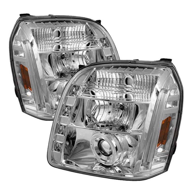 SPYDER 5029324 | Spyder GMC Yukon XL Halo LED ( Replaceable LEDs ) Projector Headlights - Chrome - (PRO-YD-GY07-HL-C); 2007-2012