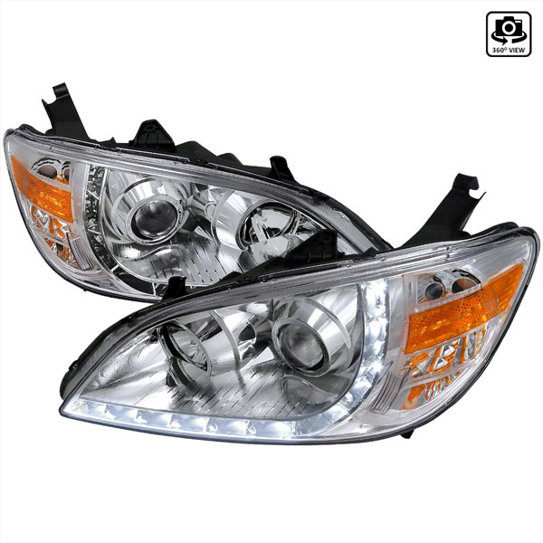 Spec-D Tuning Honda Civic R8 Style Projector Headlight Chrome -  2LHP-CV04-8-RS