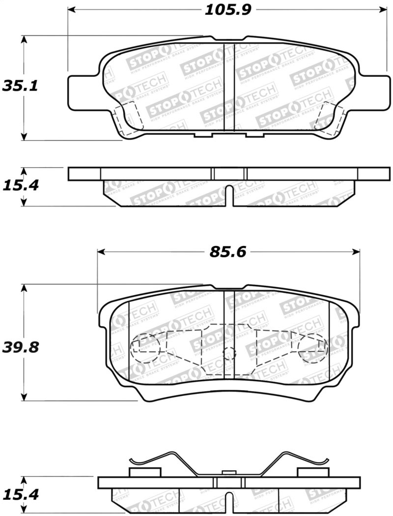 Stoptech 308.10370 | StopTech Street Brake Pads Chrysler Sebring 262mm Rear Disc, Rear; 2007-2010