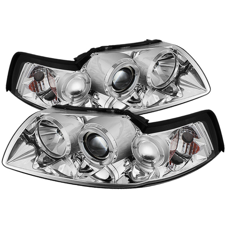 SPYDER 5010452 | Spyder Ford Mustang Halo Projector Headlights - Chrome - (PRO-YD-FM99-1PC-AM-C); 1999-2004