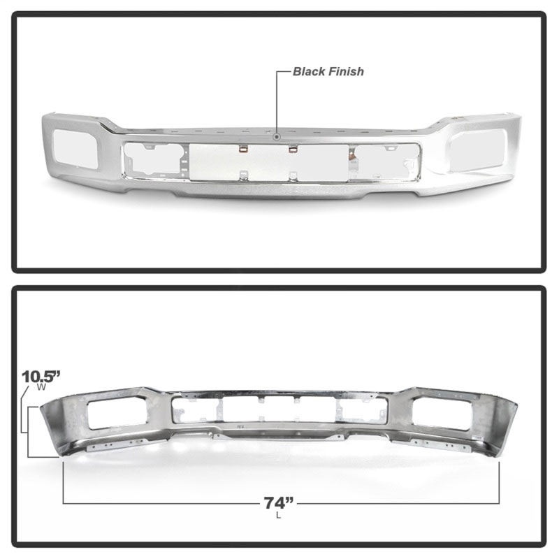 SPYDER 9948435 | Spyder 18-20 Ford F150 XLT/Lariat w/ Fog Lights Hole Front Bumper - Chrome (FB-FF15018X-FOG-C); 2018-2020