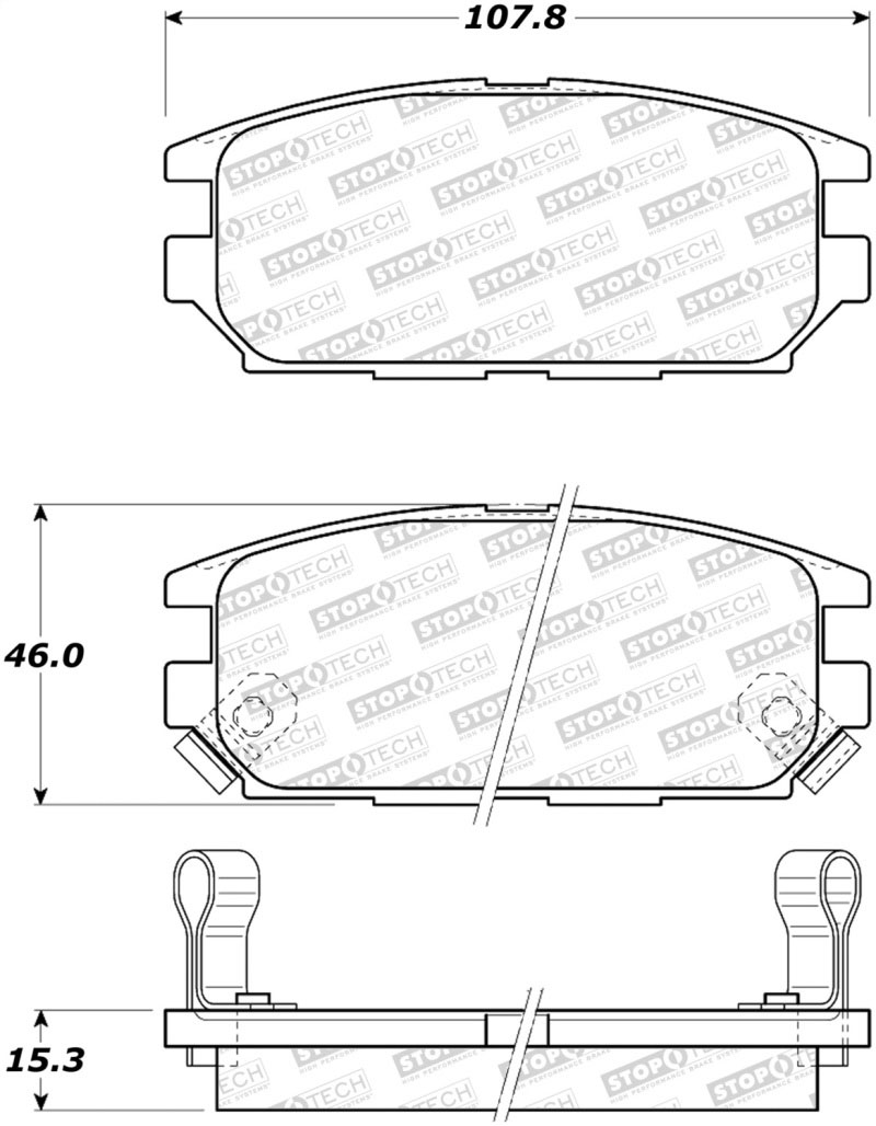 Stoptech 308.05320 | StopTech Street Brake Pads Mitsubishi Eclipse, Rear; 2006-2012